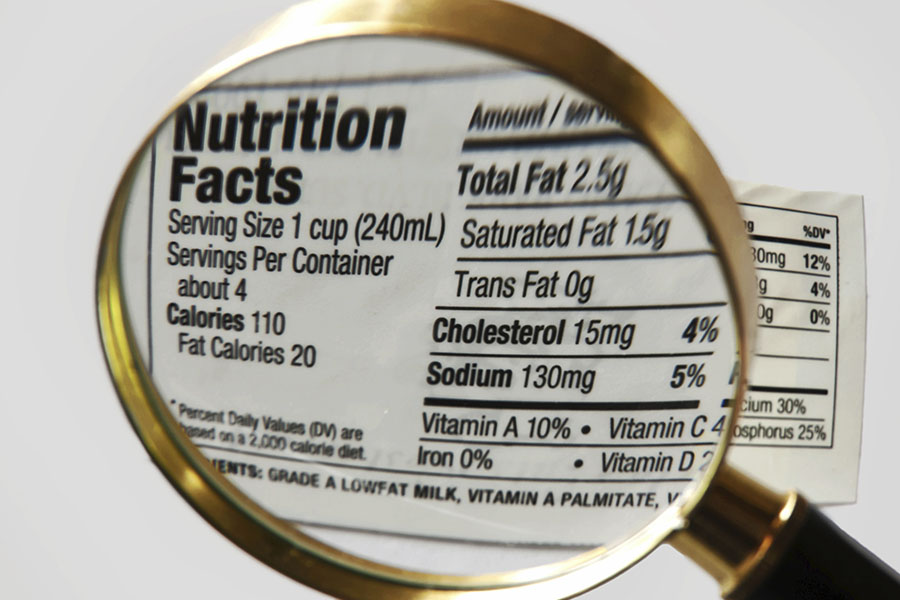 Nutrition facts with magnifying glass